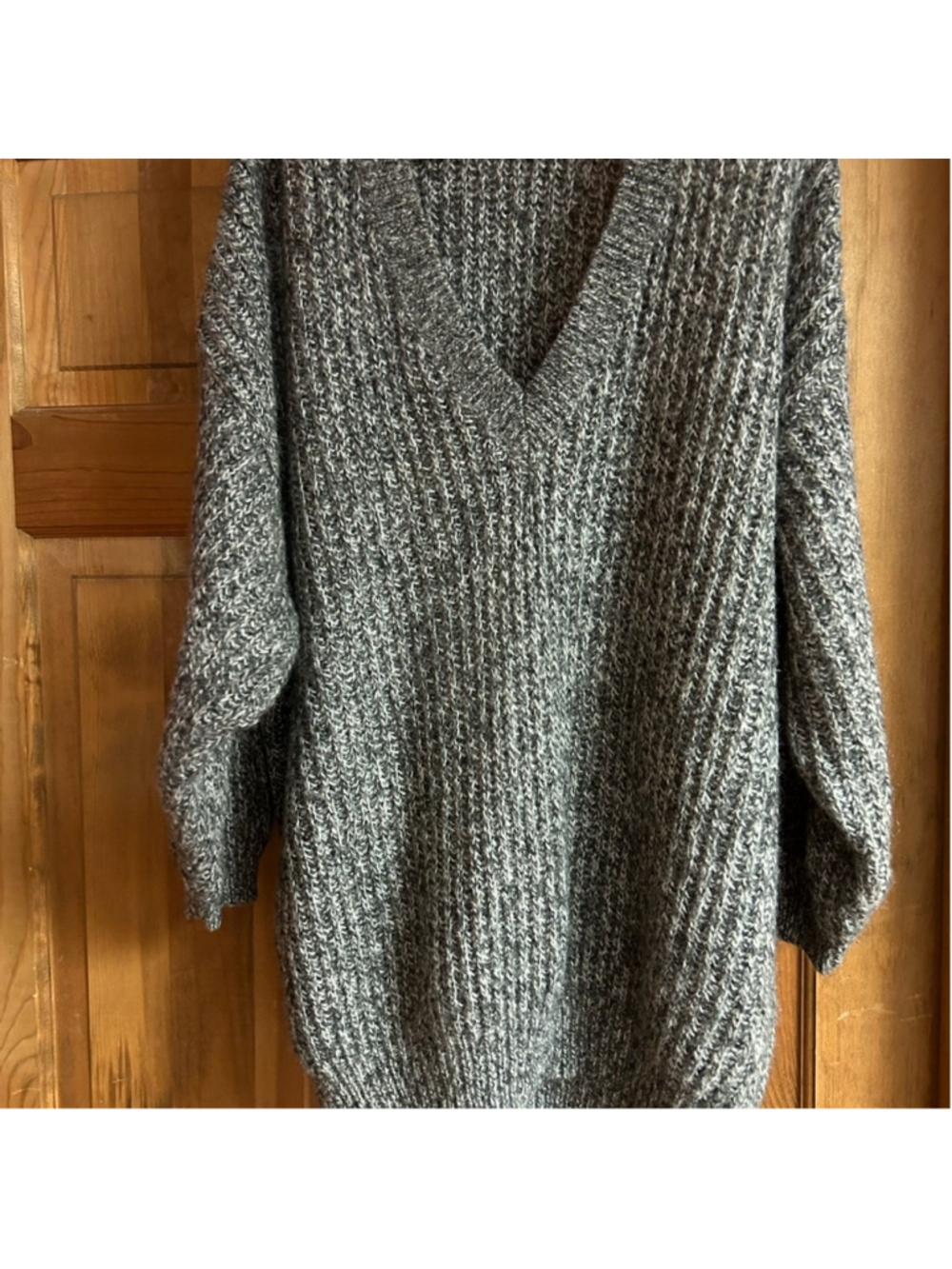 Vintage United Colors of Benetton Gray V-Neck Sweater Dress - Picture 2 of 4